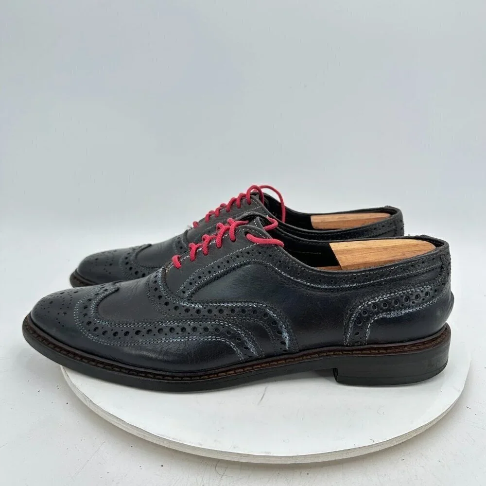 Allen Edmond Neumok Men Size 9.5D Black Leather Wingtip Oxford Dress Shoes